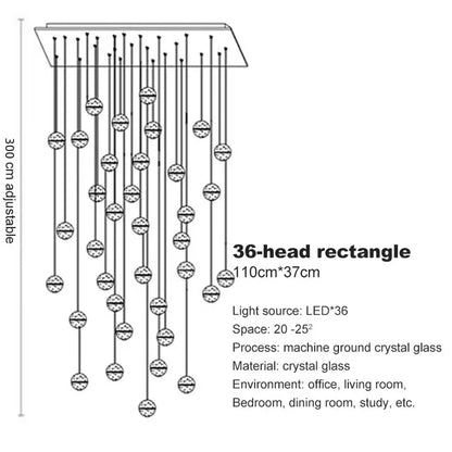 DecorBites™ Crystal Ball Chandelier: Stylish Meteor Shower Lighting for Restaurant, Bar, and Home