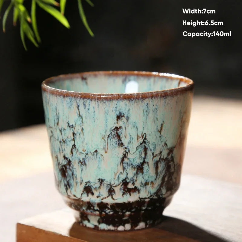 DecorBites™ Japanese Kiln Transformation Ceramic Tea Cup Espresso Coffee Mug Pottery Kung Fu Teacup