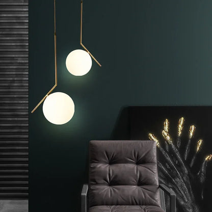 DecorBites™ Glass Ball Pendant Light Fixture Modern Hanging Lamp for Bedroom Dining Room