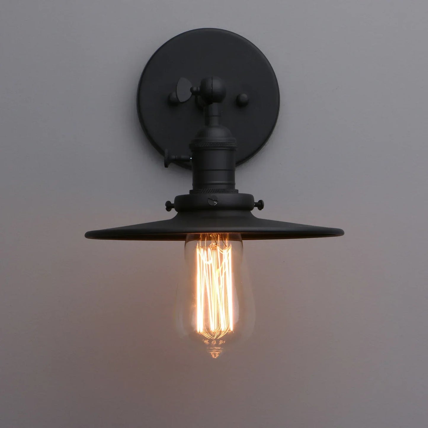 DecorBites™ Antique Finish 1-Light Industrial Wall Sconce with 7.87" Canopy and ON/Off Button