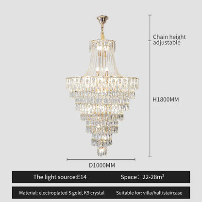 DecorBites™ Crystal Chandelier Art Living Room Lighting for Duplex Buildings and High-End Restaurants