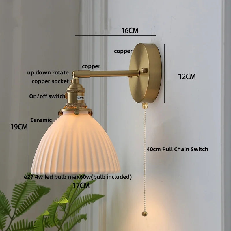 DecorBites™ LED Wall Lamp Sconce Up Down Rotate Pull Chain Switch Modern Stair Light Fixtures