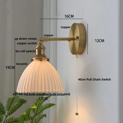 DecorBites™ LED Wall Lamp Sconce Up Down Rotate Pull Chain Switch Modern Stair Light Fixtures