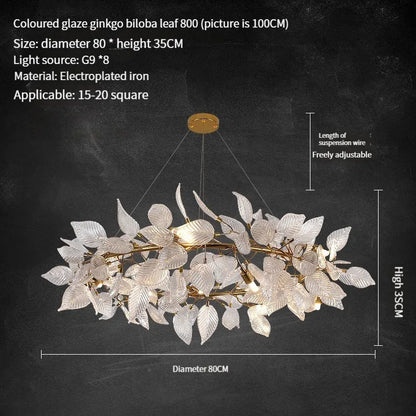 DecorBites™ Ginkgo Leaf Crystal Chandelier - Elegant LED Pendant Lamp for Dining & Living Room