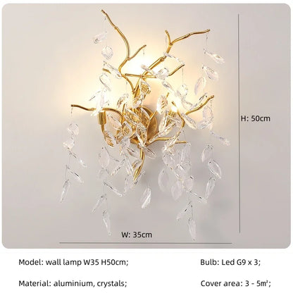 DecorBites™ Crystal Branch Chandelier LED Pendant Lamps Elegant Villa Living Room Gold Decor