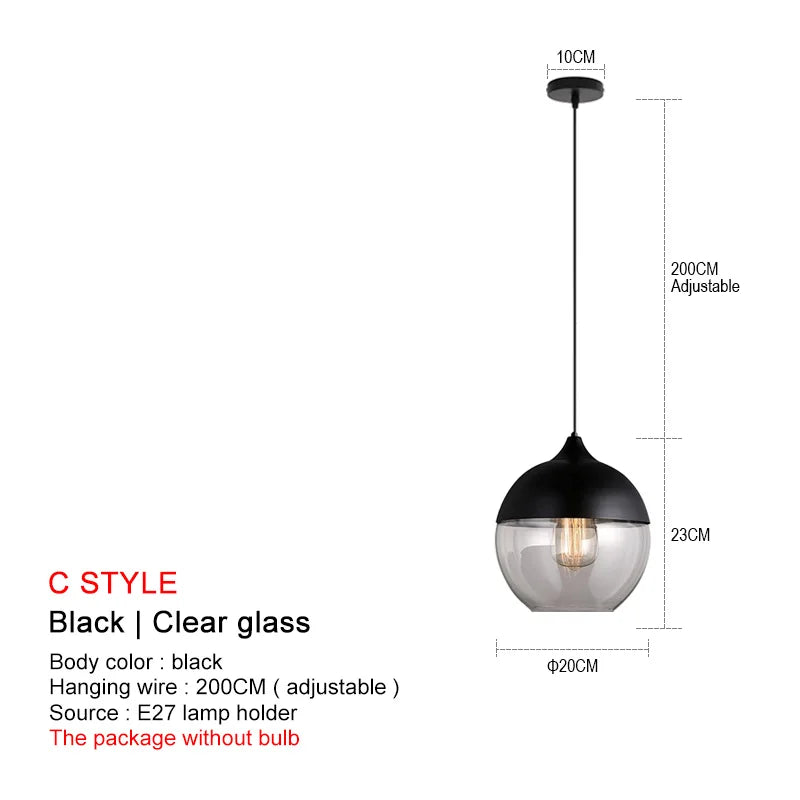 DecorBites™ Black Glass Pendant Lights: Modern Nordic Chandelier for Dining Room, Kitchen, Bedroom, and Restaurant