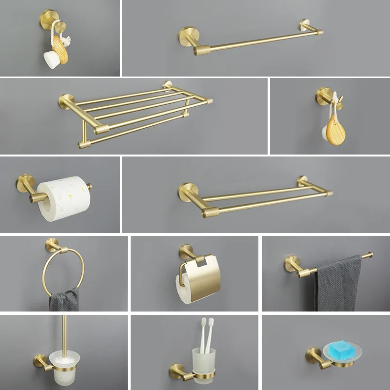 ™ Gold Hardware Set: Towel Bar, Toilet Paper Holder, Robe Hook, Cup Hanger