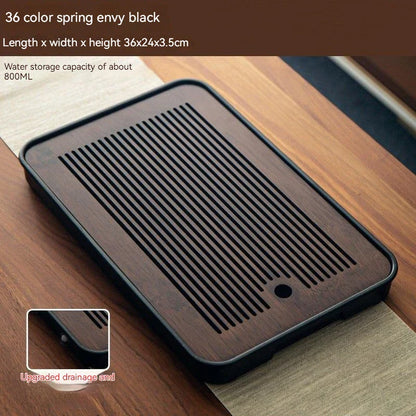 DecorBites™ Bamboo Tea Tray: Simple Kung Fu Tea Set, Dual Wet/Dry Use, Efficient Storage