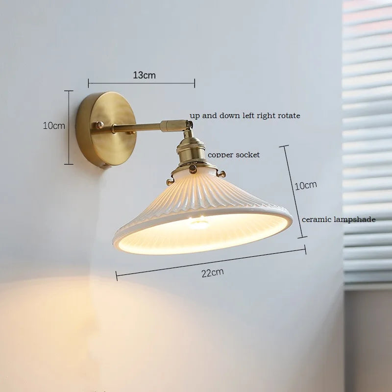 DecorBites™ Ceramic Wall Sconce with Adjustable Iron Arm for Living Room Décor