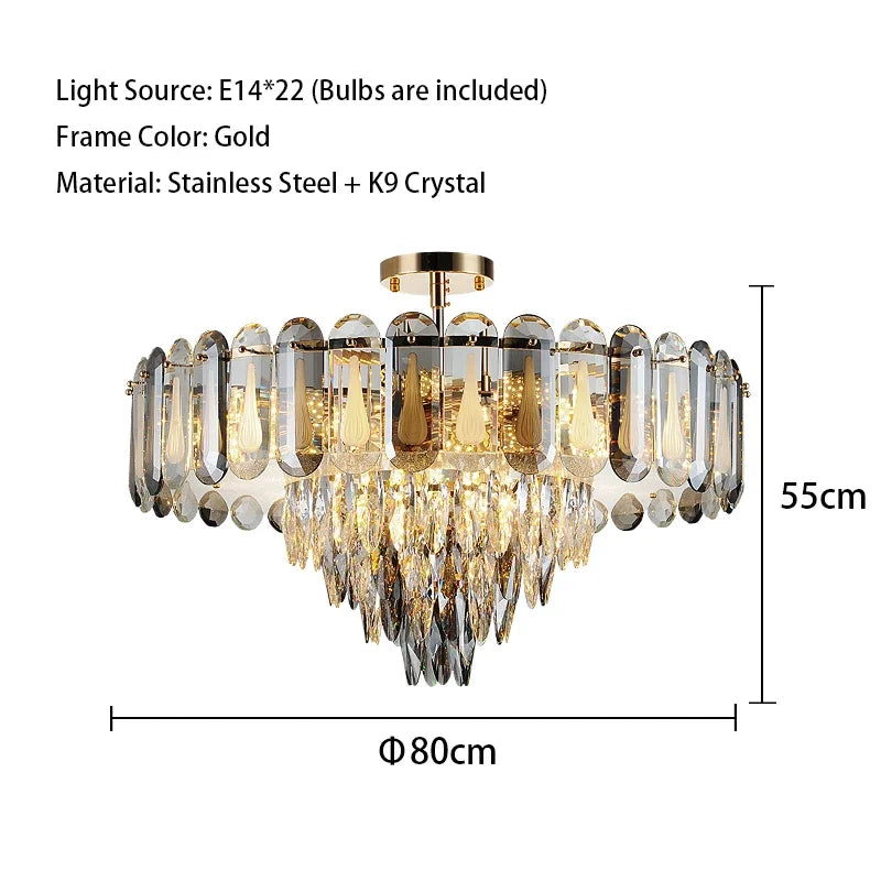 DecorBites™ Crystal LED Ceiling Chandelier | Modern Luxury Lustres Pendant Light Fixture