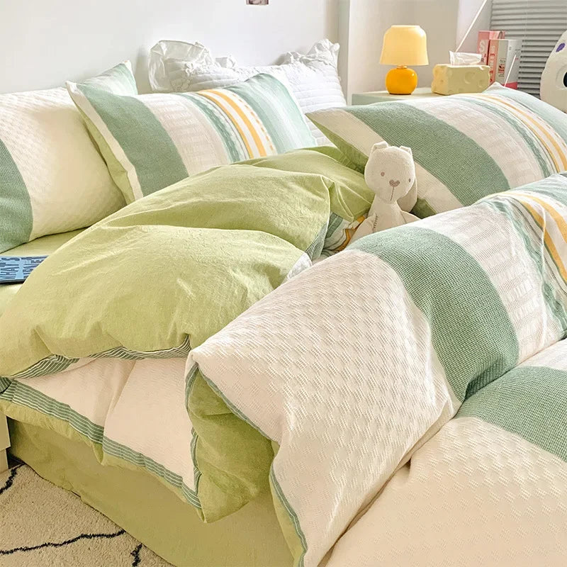 DecorBites™ Jacquard Cotton Bedding Set for Queen King Size - Skin Friendly Comforter Cover