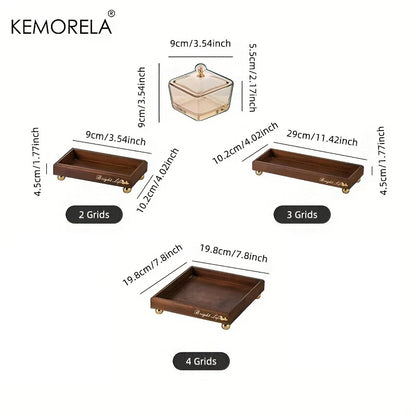 DecorBites™ Light Luxury Glass Fruit Plate with Bamboo Wood Compartment