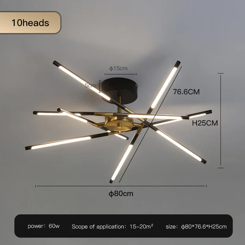 ™ Gold LED Ceiling Chandelier for Living Room Bedroom Kitchen - Dimmable Pendant Light