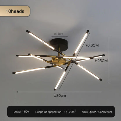 ™ Gold LED Ceiling Chandelier for Living Room Bedroom Kitchen - Dimmable Pendant Light