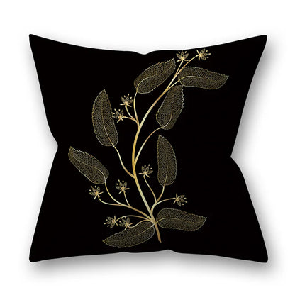 45x45cm Golden Leaves Pillow Cases by DecorBites™ - Nordic Ins Black Sofa Decor