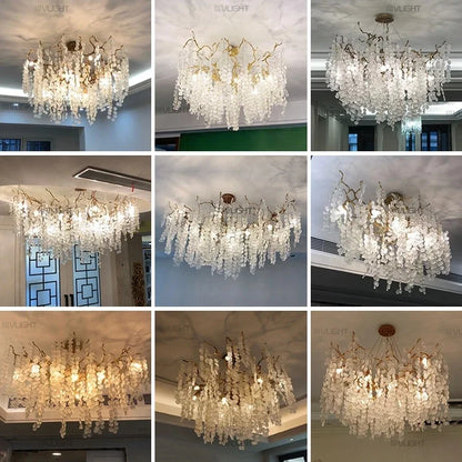 DecorBites™ Grapes Crystal Chandelier: Luxury Golden Copper Pendant Light for Living Room Bedroom
