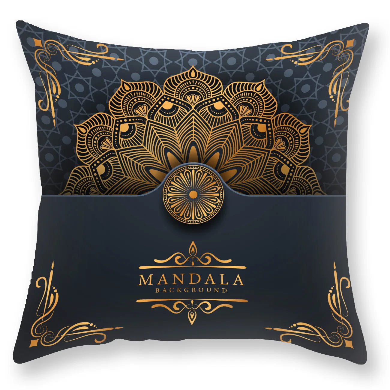 DecorBites™ Black Gold Mandala Luxury Printed Pillowcase §