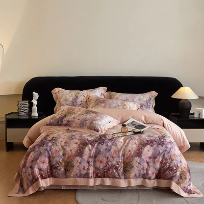 DecorBites™ Eucalyptus Fiber Flowers Print Bedding Set - Soft Silky Cool Feel