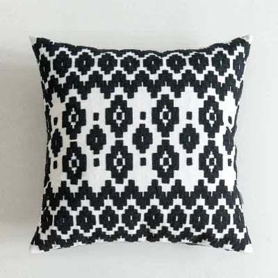 DecorBites™ Black White Embroidered Cushion Cover 45x45cm Sofa Bed Chair Home Decor