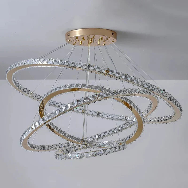DecorBites™ Crystal Chandelier Stair Pendant Lamp Living Room Lighting