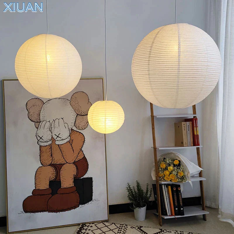 DecorBites™ Japanese Style LED E27 Round Ball Pendant Lamp for Home Decor