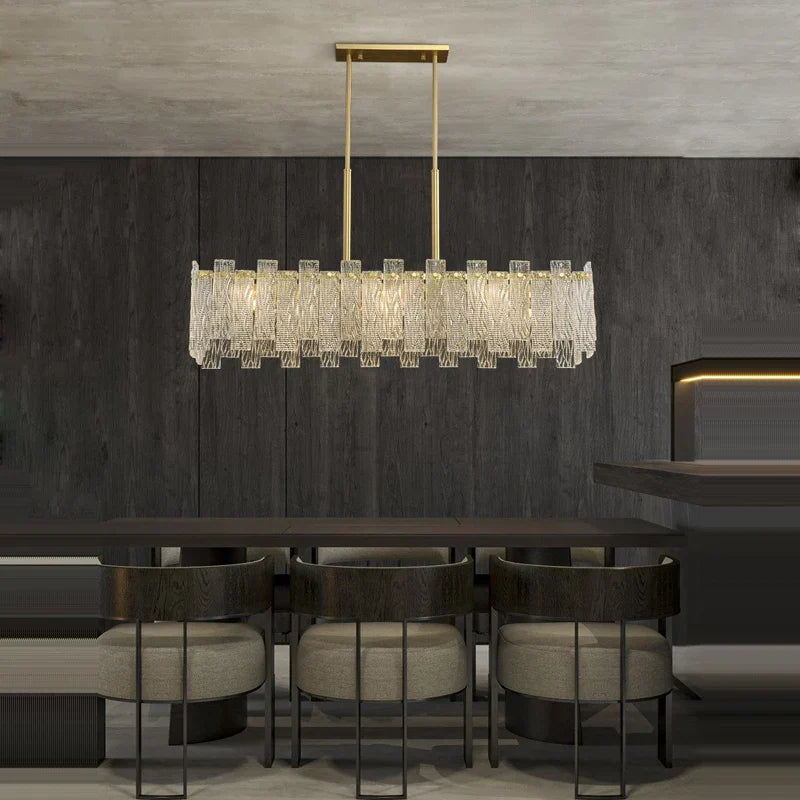 DecorBites™ Art Deco Golden Copper Glass Chandelier LED Lighting Fixture