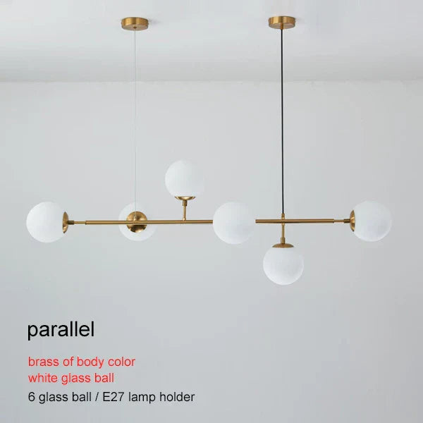 DecorBites™ Brass Glass Ball Chandelier for Modern Living Room Dining Decor