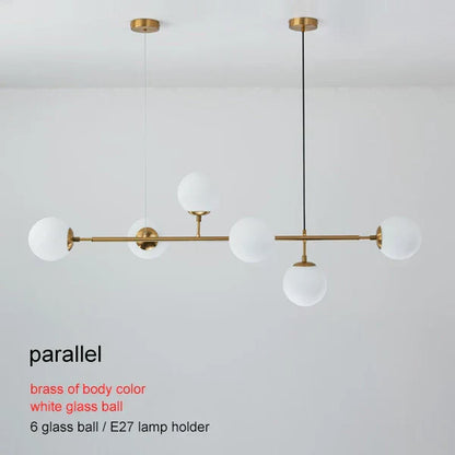 DecorBites™ Brass Glass Ball Chandelier for Modern Living Room Dining Decor