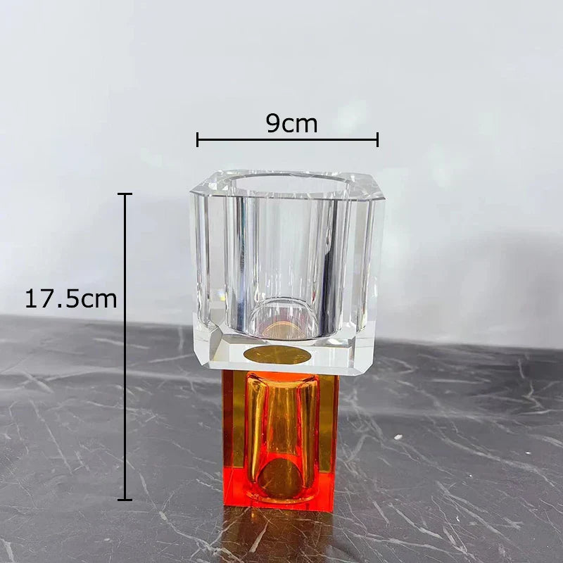 DecorBites™ Crystal Glass Vase with Artificial Flowers, Modern Home Decor