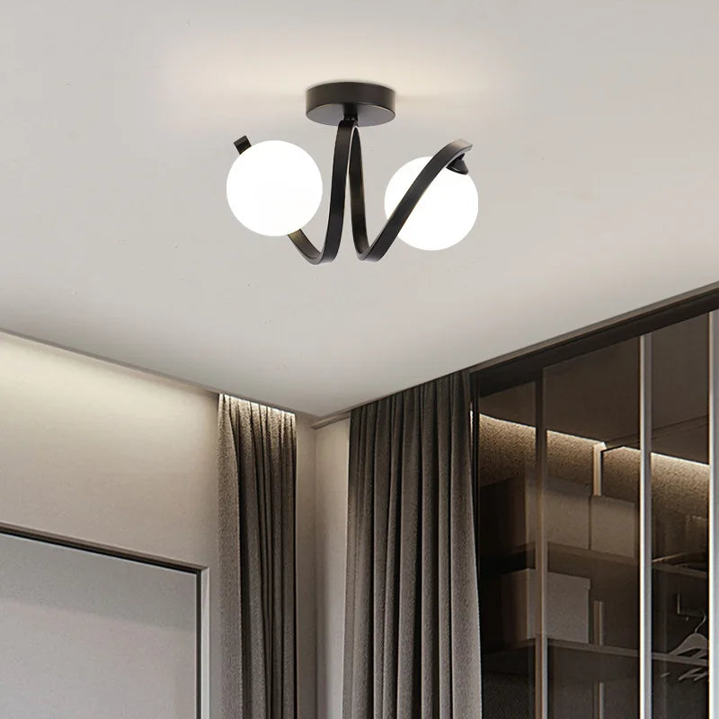 DecorBites™ Black Gold Glass Ceiling Light: Modern Minimalist Indoor Lighting for Entryway Balcony