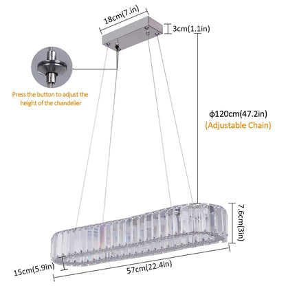 DecorBites™ Crystal Oval Design LED Chandelier: Modern Large Pendant Light for Living Room & Bedroom