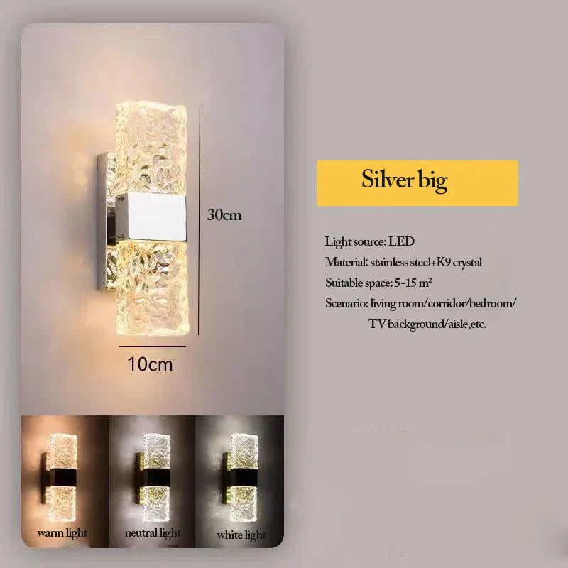 DecorBites™ Crystal LED Wall Sconces | Modern Corrugated Design for Living Room, Bedroom, Aisle