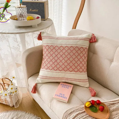 DecorBites™ Boho Geometric Tufted Tassel Cushion Cover 30x50/45x45cm