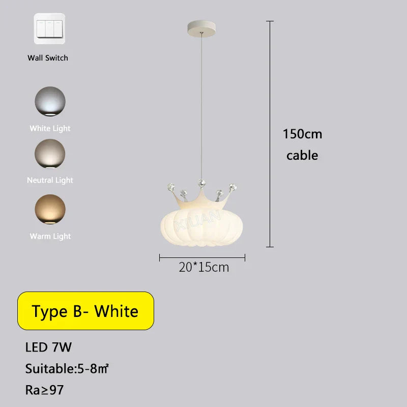 DecorBites™ Gold Crown Pendant Light: Luxe Cloud Hanging Lamp for Children's Bedroom and Living Room