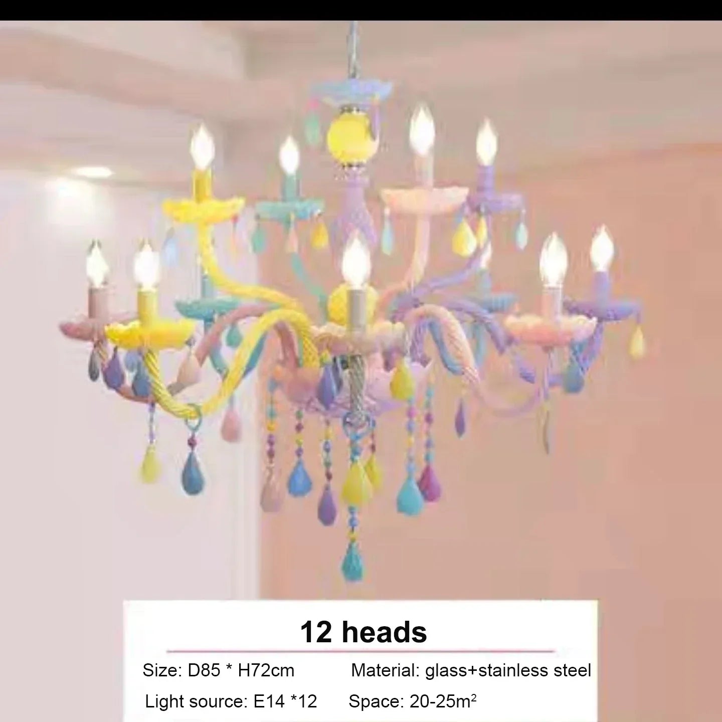 DecorBites™ Crystal Chandelier Modern Macaron Color Children Room Luminaire