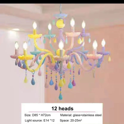 DecorBites™ Crystal Chandelier Modern Macaron Color Children Room Luminaire