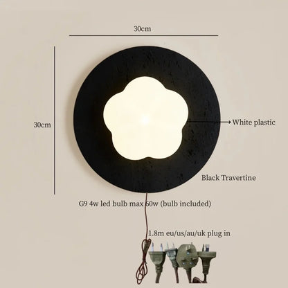 DecorBites™ Black Travertine LED Wall Lights Modern Home Decoration Bedside Lamps