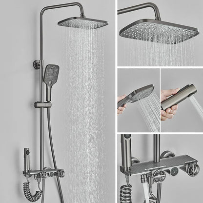 DecorBites™ Grey Thermostatic Digital Shower Faucet Set with Rainfall System