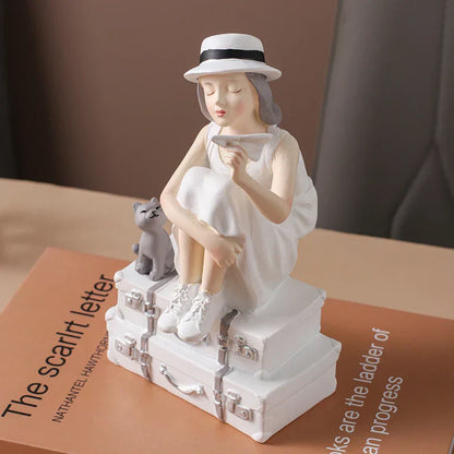 DecorBites™ Kawaii Girl Figurine Sculpture for Room Decor and Desk Accessories