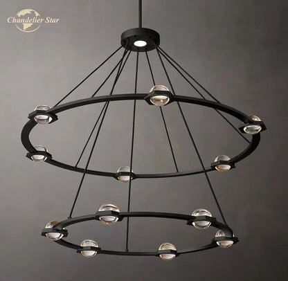 DecorBites™ Éclatant Two-Tier Round Crystal Chandelier for Living & Dining Room