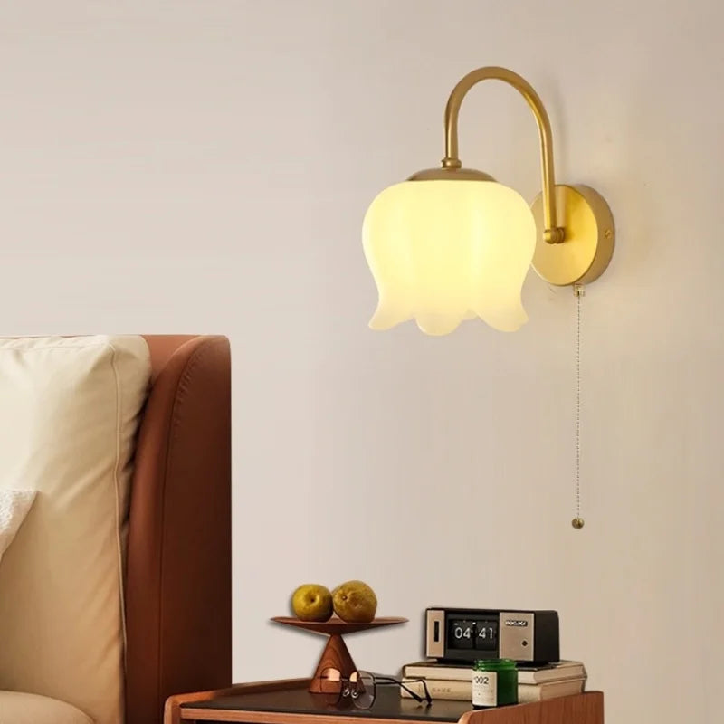 DecorBites™ Iron LED Wall Sconce Pull Chain Switch Stair Light Fixtures for Modern Home