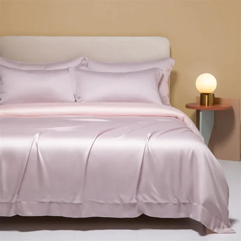 DecorBites™ 120S Natural Fabric Bedding Set Summer Cooling Fitted Sheet Skin Friendly Bedclothes