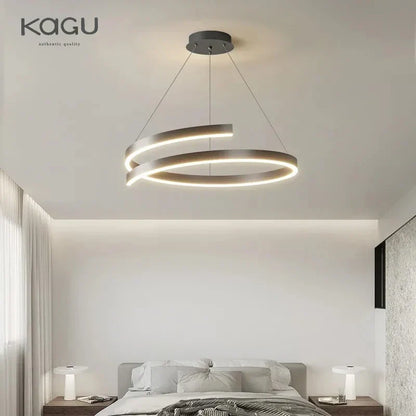 DecorBites™ Black/White Spiral Chandelier for Living Dining Kitchen. Trendy Round Indoor Lighting Fixture.