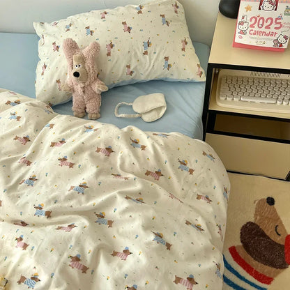 DecorBites™ Cartoon Pattern Printed Cotton Bedding Set with Pillowcase