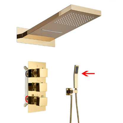 DecorBites™ Gold Thermostatic Rain Waterfall Shower Faucet Set - Wall Mounted Shower System