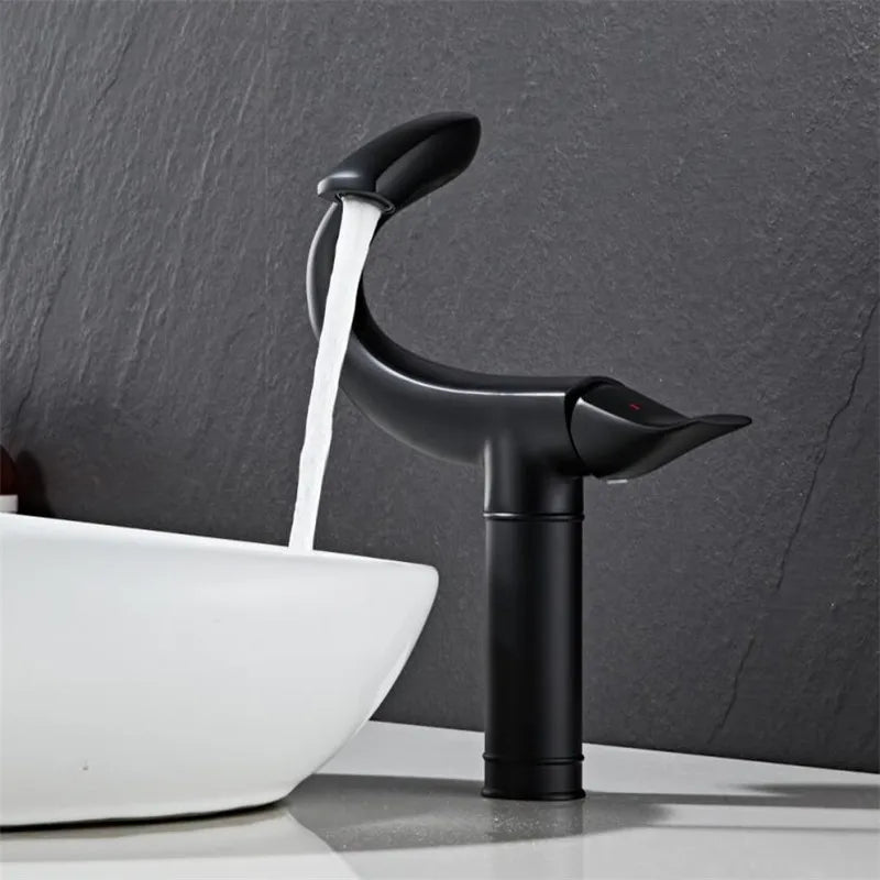 DecorBites™ Black Gold Brass Bathroom Faucet Mixer Sink Tap Deck Mounted Chrome Gray