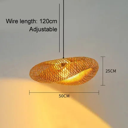 DecorBites™ Bamboo Pendant Light Hand Woven LED Chandelier for Home Decor