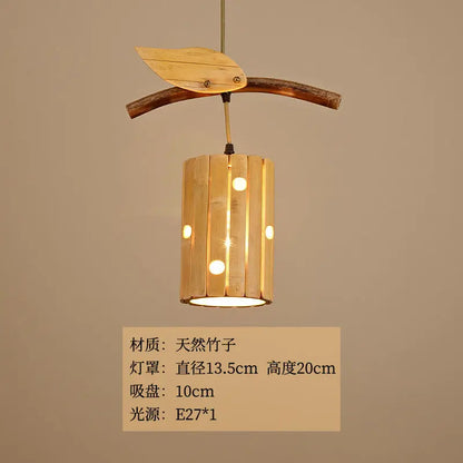 DecorBites™ Bamboo Art Chandelier: Retro Korean Living Room Lights for Tea House & Restaurant
