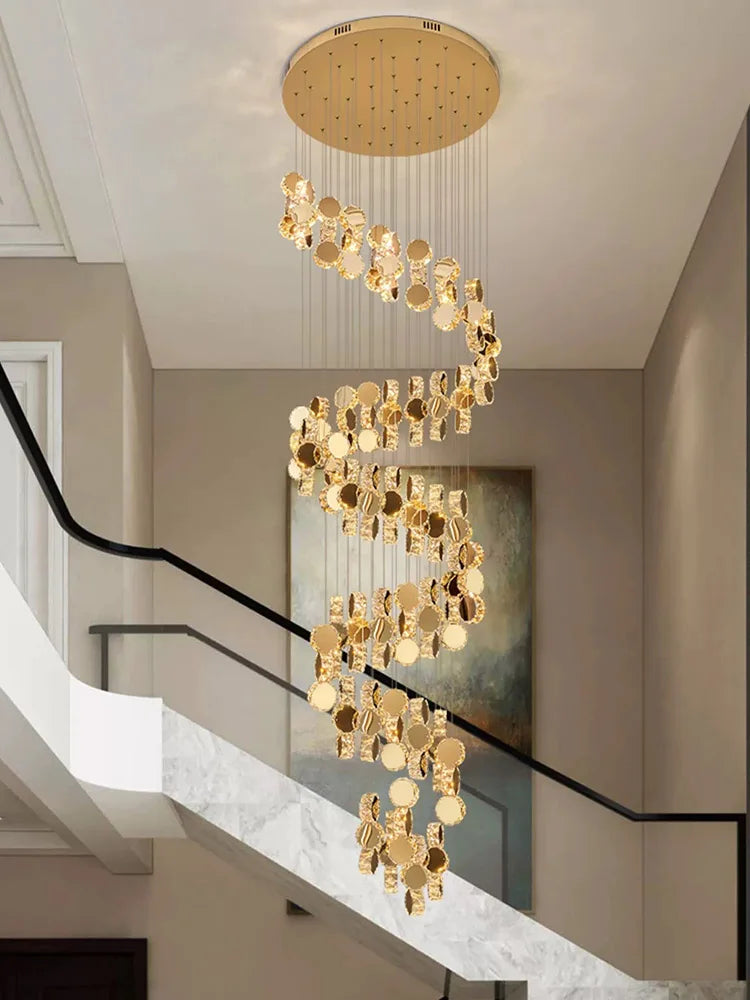 ™ Gold Crystal Chandeliers LED Pendant Lamp for Modern Living Spaces
