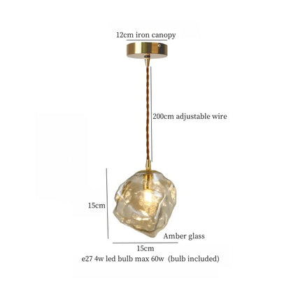 DecorBites™ Cracked Glass LED Pendant Light for Cafe Bar Kitchen Living Room